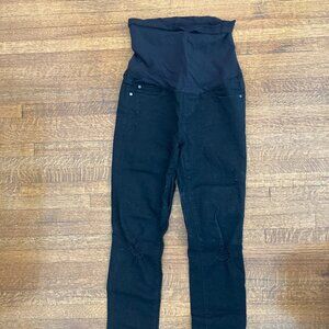 Articles of Society Maternity Jeans 26 Skinny Stretch Distressed Raw Hem Black